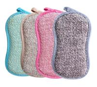 Lot de 4 Eponge Lavable de Cuisine，Éponge Microfibre，Anti Rayure et Multi-Surfaces，pour Nettoyer la Vaisselle, Les Pots