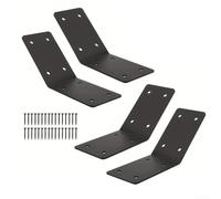 Lot de 4 équerres d'angle en fer noir à 45 degrés pour tonnelle, pergola, terrasse, kit de fixation en forme de L renforcé, 127 mm