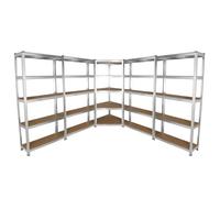 Lot de 4 etagères de rangement de 90cm & 1 etagère d'angle galwix, ensemble de rayonnages de garage fini acier galvanisé