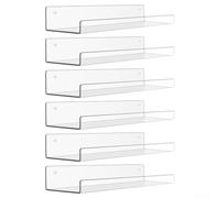 Lot de 4 étagères flottantes transparentes pour décoration murale en acrylique de 38,1 cm pour étagère de rangement murale invisible pour livres, photos, plantes, finition noire ou transparente (lot