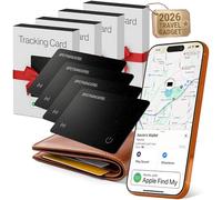 Lot de 4 étiquettes de suivi de portefeuille - Fonctionne avec carte de suivi Apple Find My pour portefeuille, carte certifiée Apple MFI, rechargeable IP68, étanche, 0,2 cm, pour iPhone - Carte à puce