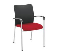 Lot de 4 - Fauteuil BRUNEAU SIRACUSA - tissu noir / rouge - Chaises de réunion - Bruneau