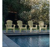 Lot de 4 Fauteuils Adirondack de jardin en résine empilables Vert