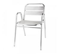 Bolero Chaises U501 – Lot de 4 en aluminium, accoudoirs arqués, empilables