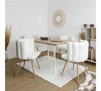 Lot de 4 Fauteuils Blanc Tissu Bouclettes - FJARD - ALTOBUY Blanc G