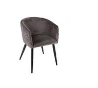 Lot de 4 Fauteuils de dîner gris fonce en velours - H. 76 cm --