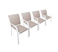 Lot de 4 fauteuils de jardin AMARA en aluminium et textilene blanc. 62 x 55 x 84 cm