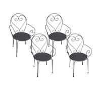 Lot de 4 fauteuils de jardin empilables en métal façon fer forgé - Anthracite - GUERMANTES de MYLIA