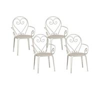 Lot de 4 fauteuils de jardin empilables en métal façon fer forgé - Beige - GUERMANTES de MYLIA