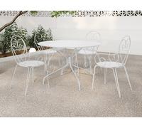 Lot de 4 fauteuils de jardin empilables en métal façon fer forgé - Blanc - GUERMANTES de MYLIA