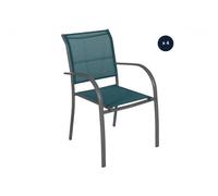 Lot De 4 Fauteuils De Jardin En Texaline Piazza Bleu Canard / Graphite - Hespéride Multicolore
