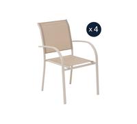Hesperide Lot de 4 fauteuils de jardin Piazza - Lin/Argile