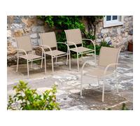 Lot De 4 Fauteuils De Jardin En Texaline Piazza Lin/Argile - Hespéride Multicolore