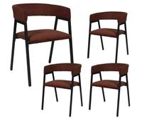 Lot de 4 fauteuils de table design en métal et velours côtelé coloris terracotta - AMORY - ALTOBUY