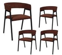 Lot de 4 fauteuils de table design en métal et velours côtelé coloris terracotta - AMORY - ALTOBUY