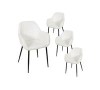Lot de 4 fauteuils de table en velours côtelé coloris crème - AMORY - ALTOBUY