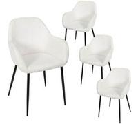 Lot de 4 fauteuils de table en velours côtelé coloris crème - AMORY - ALTOBUY