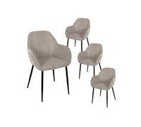 Lot de 4 fauteuils de table en velours côtelé coloris taupe - AMORY - ALTOBUY Gris
