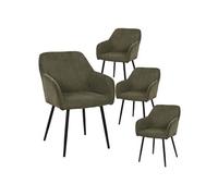 Lot de 4 fauteuils de table en velours côtelé coloris vert - AMORY - ALTOBUY Vert