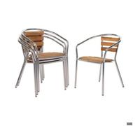 Bolero Chaises de bistro en aluminium avec accoudoirs en bois de frêne – Boîte 4