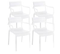 Lot de 4 fauteuils de terrasse en plastique blanc Paname - Oviala