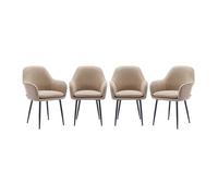 Lot de 4 fauteuils en velours côtelé beige et pieds en métal noir mat. L 57 x P 59 x H 84.5cm