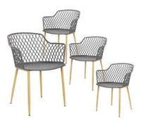 Lot de 4 Fauteuils Gris Pieds Effet Bois Verni - TRESSIE - ALTOBUY Gris G