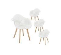 Lot de 4 Fauteuils Imitation Laine Motif Patchwork Blanc - ROHAN - ALTOBUY Blanc G