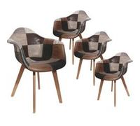 Lot de 4 Fauteuils Scandinaves Aspect Vieux Cuir - MELO - ALTOBUY Multicolore G