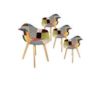 Lot de 4 Fauteuils Scandinaves Multicolore - PATCHWORK - ALTOBUY Multicolore G