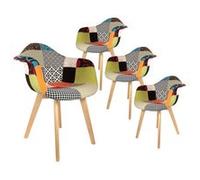 Lot de 4 Fauteuils Scandinaves Multicolore - PATCHWORK - ALTOBUY Multicolore G