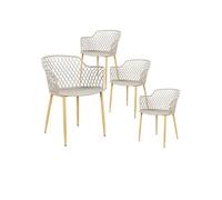 Lot de 4 Fauteuils Taupe Pieds Effet Bois Verni - TRESSIE - ALTOBUY Gris G