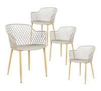 Lot de 4 Fauteuils Taupe Pieds Effet Bois Verni - TRESSIE - ALTOBUY Gris G
