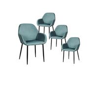 Lot de 4 Fauteuils Velours Côtelé Bleu Canard - ALESSIA -
