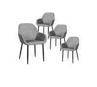 Lot de 4 Fauteuils Velours Côtelé Gris - ALESSIA -