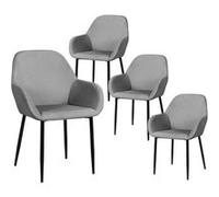 Lot de 4 Fauteuils Velours Côtelé Gris - ALESSIA - ALTOBUY Gris G