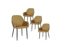 Lot de 4 Fauteuils Velours Côtelé Jaune Moutarde - ALESSIA -