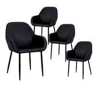Lot de 4 Fauteuils Velours Côtelé Noir - ALESSIA - ALTOBUY Noir G