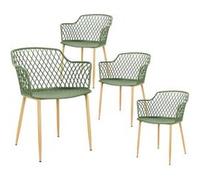 Lot de 4 Fauteuils Verts Pieds Effet Bois Verni - TRESSIE - ALTOBUY Vert G