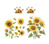 Lot de 4 feuilles d'autocollants muraux jaunes vibrants sur le thème de la nature et des abeilles artificielles 3D pour créer une atmosphère fraîche pour cuisine, salle de bain, chambre à coucher