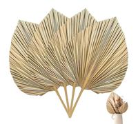 Lot de 4 Feuilles de Palmier, 17 x 9 Feuilles Palmier naturellement séchées pour décoration bohème dorée avec tiges, Bouquet frondes Tropicales pour bohème, Mariage, Maison, Cuisine, décoration