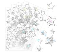 Lot de 4 feuilles d'étoiles autocollantes argentées à paillettes pour décoration de Noël, décoration de vacances, fenêtre, voiture, scrapbooking (argent)