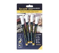 Securit Feutre-craie ORIGINAL SMALL – Pointe 1-2 mm – Blanc – Pour surfaces non poreuses – Lot de 4