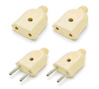Lot de 4 fiches européennes plates - 250 V - 2,5 A - Fiche à 2 broches - Prise de rechange et embrayage de rechange pour câble d'alimentation, prise d'alimentation, raccord de câble et raccord de