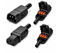 Lot de 4 fiches pour appareils à froid AC 250 V C13/C14, 3 pôles, 10 A, bloc de raccordement IEC avec levier d'actionnement, prise pour appareil froid pour ordinateur, rallonge de connexion