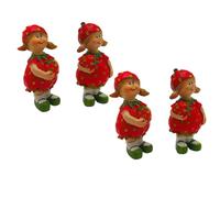 Lot de 4 Figurines décoratives en Forme de Fraise en céramique Rouge Taille d'une Figurine : 2 x 3 x 6 cm