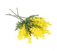 Lot de 4 fleurs artificielles en acacia jaune et blanc pour décoration d'intérieur, arrangements floraux réalistes en plastique pour chambre à coucher, salon (jaune)