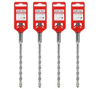 Lot de 4 Foret Béton SDS Plus 6 x 160 mm - Rouge pour identification - Pointe Carbure Haute Performance - Pour Brique, Béton, Pierre, Parpaing - Foret SDS Plus Professionnel