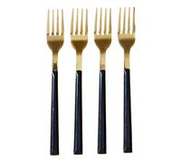Lot de 4 Fourchettes à Dessert en Inox Charlotte 15cm Noir & Or