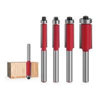 Lot de 4 Fraises à Affleurer avec Roulement, Fraises à Copier 6mm pour Bois | Jeu de Fraises pour Défonceuses, Fraises en Carbure pour Affleurage, Queue 6 mm, pour Bois, MDF et Panneaux
